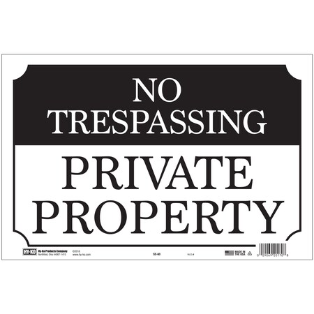 Hy-Ko No Trespassing Black/White Sign 9.25" x 14", 12PK A20170
